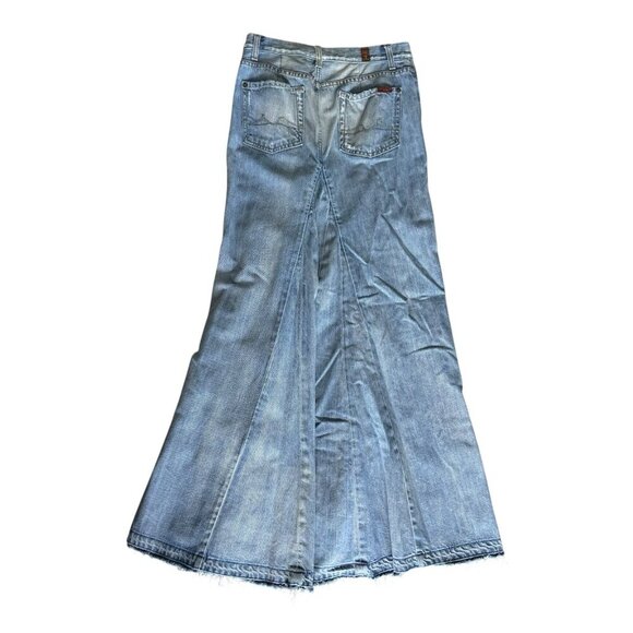 Vintage y2k 7 for all Mankind Blue Distressed Denim Jeans western Maxi Skirt 27 - Picture 3 of 11